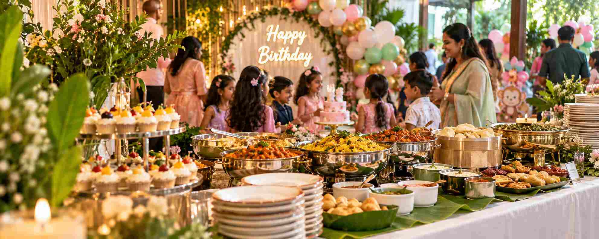Birthday party catering and celebration buffet by Vistaraaku Caterers in Hyderabad